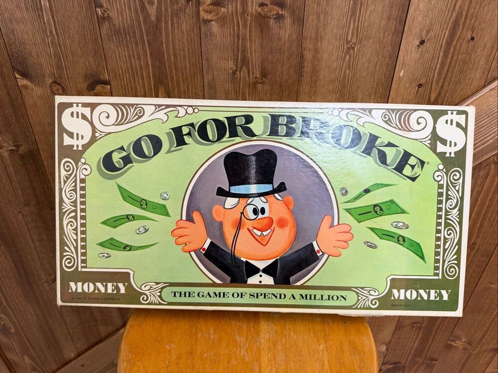 Vintage 1965 Go For Broke Board Game Selchow & Righter Complete No. 58 (7994)